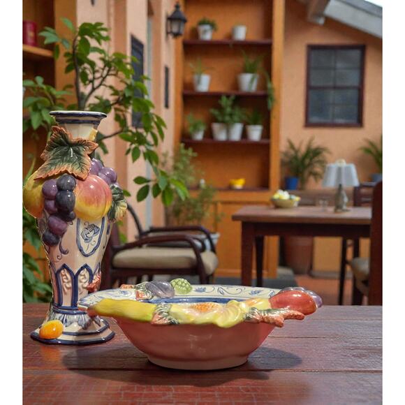 Fitz and Floyd Classics Ambrosia Collection Bowl and Bud Vase Set Vintage EUC - Picture 3 of 8